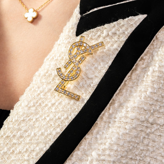 БРОШКА SHINY – GOLD WITH DIAMONDS