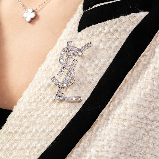 БРОШКА SHINY – SILVER WITH DIAMONDS